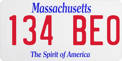 MA license plate 134BE0