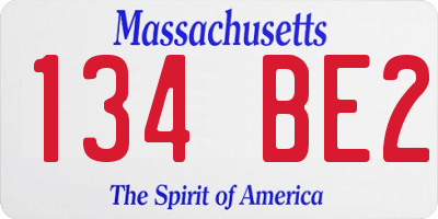 MA license plate 134BE2