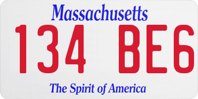 MA license plate 134BE6