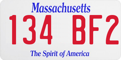 MA license plate 134BF2