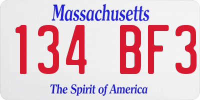 MA license plate 134BF3