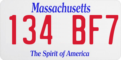 MA license plate 134BF7