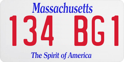 MA license plate 134BG1
