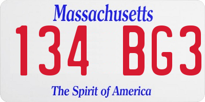 MA license plate 134BG3