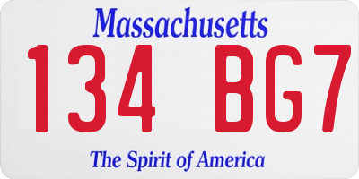 MA license plate 134BG7