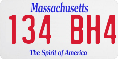 MA license plate 134BH4