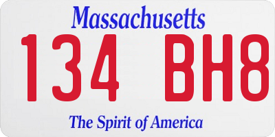 MA license plate 134BH8