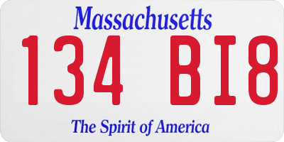 MA license plate 134BI8