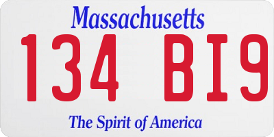 MA license plate 134BI9