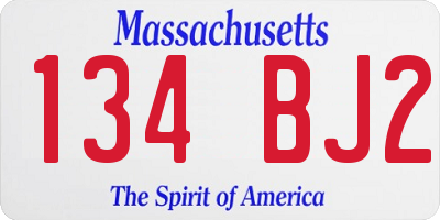 MA license plate 134BJ2
