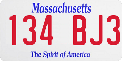 MA license plate 134BJ3