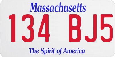 MA license plate 134BJ5