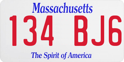 MA license plate 134BJ6