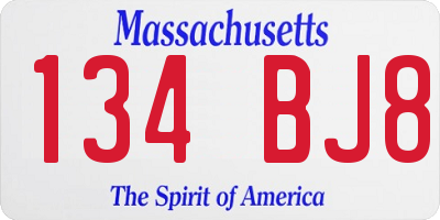 MA license plate 134BJ8
