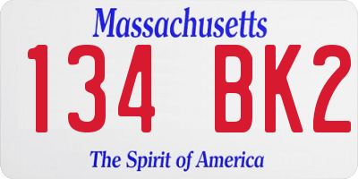 MA license plate 134BK2