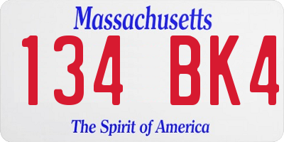 MA license plate 134BK4