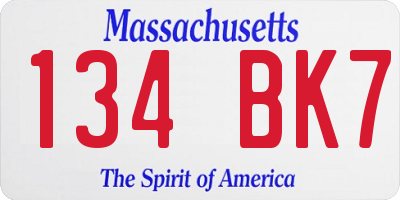 MA license plate 134BK7