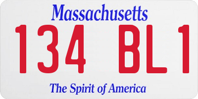 MA license plate 134BL1