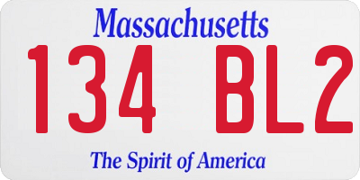 MA license plate 134BL2