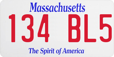 MA license plate 134BL5