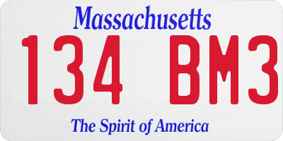 MA license plate 134BM3