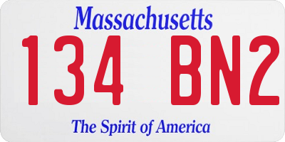 MA license plate 134BN2