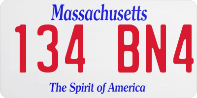 MA license plate 134BN4