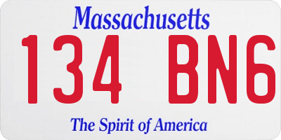 MA license plate 134BN6