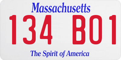 MA license plate 134BO1