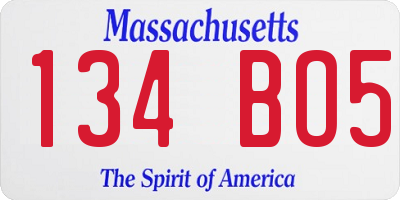 MA license plate 134BO5
