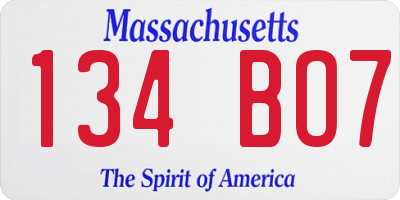 MA license plate 134BO7