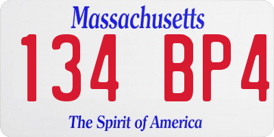 MA license plate 134BP4