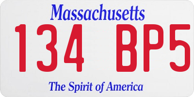 MA license plate 134BP5