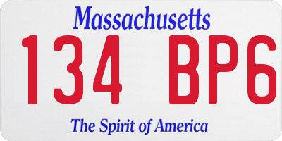 MA license plate 134BP6