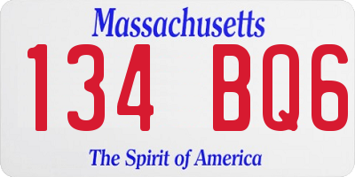 MA license plate 134BQ6