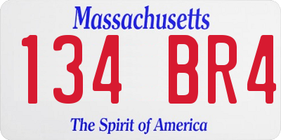 MA license plate 134BR4