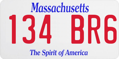 MA license plate 134BR6