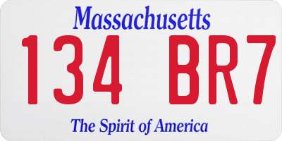 MA license plate 134BR7