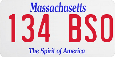 MA license plate 134BS0
