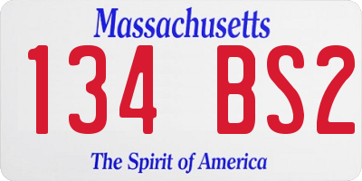MA license plate 134BS2