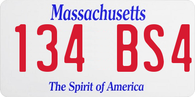 MA license plate 134BS4