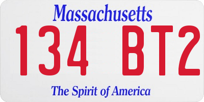 MA license plate 134BT2