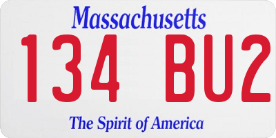 MA license plate 134BU2