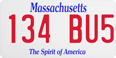 MA license plate 134BU5