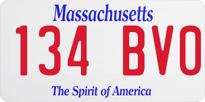 MA license plate 134BV0