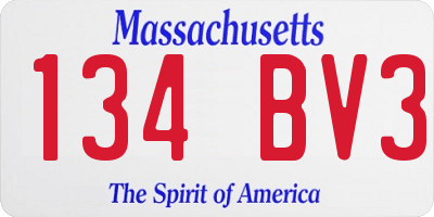 MA license plate 134BV3