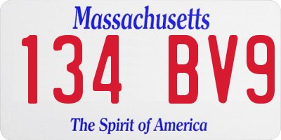 MA license plate 134BV9