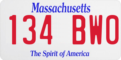 MA license plate 134BW0