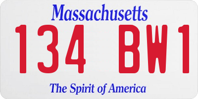 MA license plate 134BW1