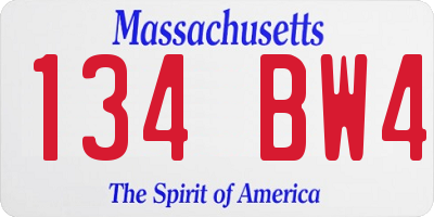 MA license plate 134BW4